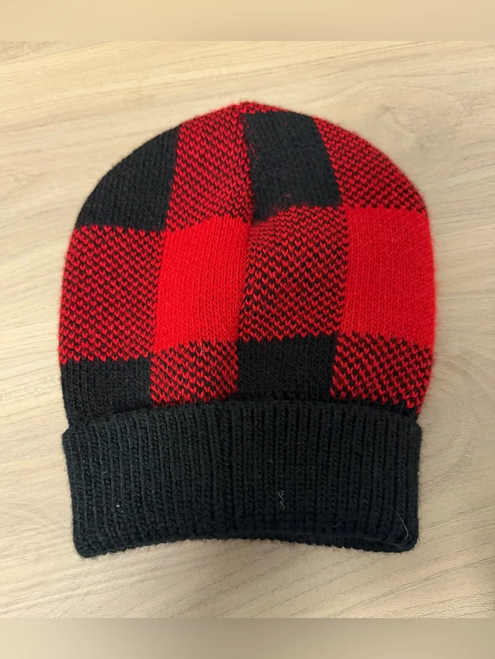 Woolrich red and black buffalo check knit beanie Toddler